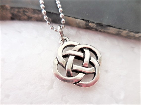 Celtic Knot for Completion Pewter Pendant on Corded Necklace  #BE-8010-COC 