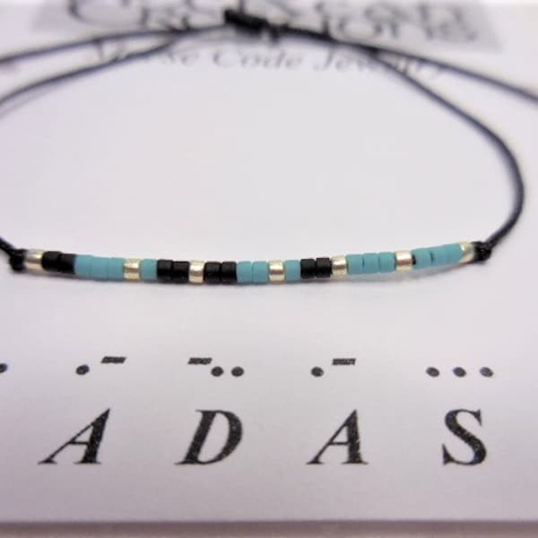 Badass Morse Code Bracelet, String Bracelet, Custom Word Bracelet, Affirmation Bracelet