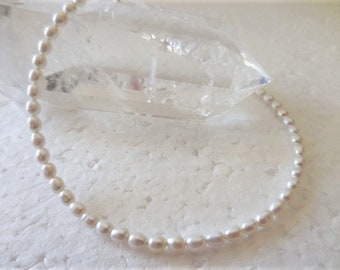 Dainty Pearl Anklet or Bracelet, White Pearl Ankle Bracelet with Sterling Clasp, Freshwater Rice Pearl Anklet or Bracelet, Bridesmaid Gifts
