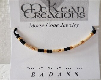 Pulsera de código Morse para hombre, Código Morse para rudos, Pulsera de afirmación, Pulsera para hombre, Joyería para hombres, Pulsera de nudo deslizante, Regalo para hombres