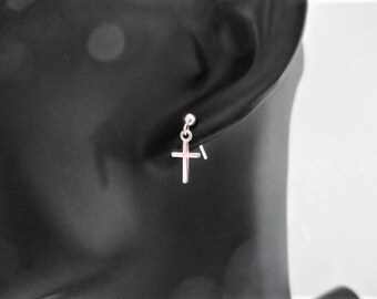 Tiny Cross Earrings, Sterling  Earrings, Post Earrings, Religious Earrings, Sterling Cross, Christian Jewelry, Sterling Posts, Cross Jewelry