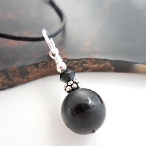 Black Onyx Dangle, Small Black Onyx Pendant, Onxy and Crystal Dangle, Black Gemstone Pendent, Black and Silver Dangle, Just Dangle
