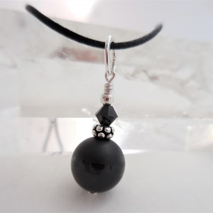 Black Onyx Dangle, Small Black Onyx Pendant, Onxy and Crystal Dangle, Black Gemstone Pendent, Black and Silver Dangle, Just Dangle image 9