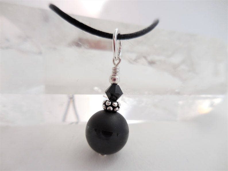 Black Onyx Dangle, Small Black Onyx Pendant, Onxy and Crystal Dangle, Black Gemstone Pendent, Black and Silver Dangle, Just Dangle image 9