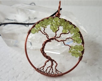 Peridot Tree of Life Pendant, Peridot Jewelry, August Birthstone, Gemstone Tree of Life, Wire Wrap Jewelry, August Birthday, Tree of Life