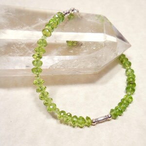 Peridot Bracelet, August Birthstone Gemstone Bracelet, Dainty Chartreuse Jewelry, Wedding Jewelry, Stacking Bracelet, Gift for Her