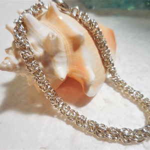 Sterling Silver Byzantine Chainmaille Bracelet, 925 Sterling Chain Bracelet