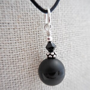 Black Onyx Dangle, Small Black Onyx Pendant, Onxy and Crystal Dangle, Black Gemstone Pendent, Black and Silver Dangle, Just Dangle image 2