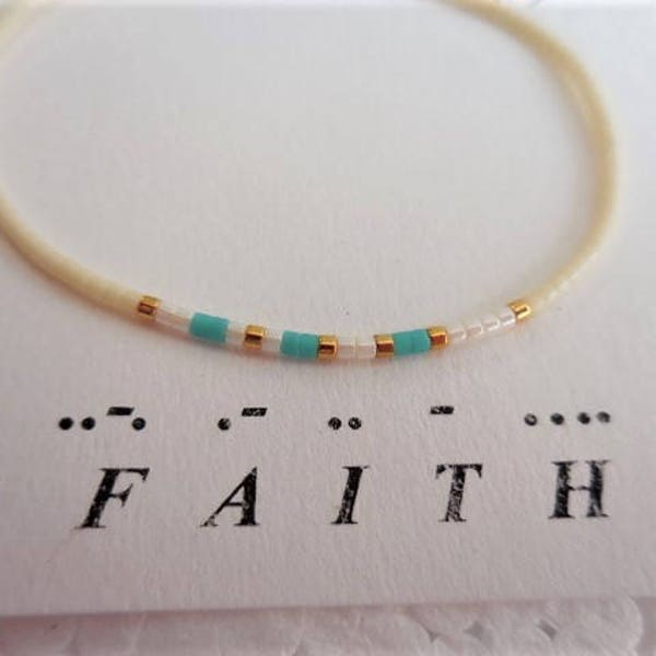 Morse Code Bracelet, Faith Morse Code, Affirmation bracelet, Spiritual bracelet, Minimalist jewelry, Sliding knot, Colorful bracelet, Stack
