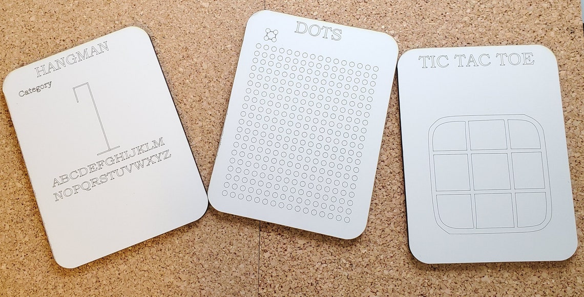 Set of 3 Fun Travel Games for Dry Erase White Board Laser Cut Etsy