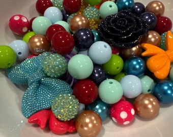 Random 100 mix, bubblegum beads, chunky beads, bead supply, 20 mm beads