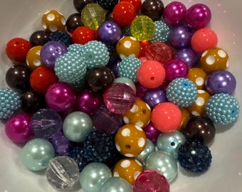 Random 100 mix, bubblegum beads, chunky beads, bead supply, 20 mm beads