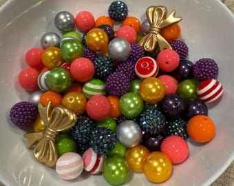 Random 100 mix, bubblegum beads, chunky beads, bead supply, 20 mm beads