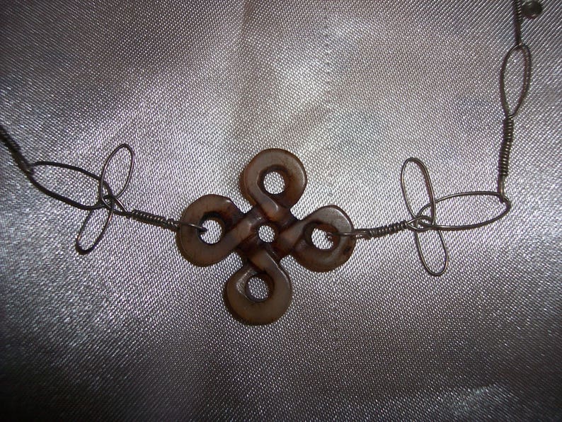 Sterling Silver Wire Tied Celtic Knot Necklace with Intricate Handmade Chain Very Delicate OOAK GIRLY and Earthy Choker free shipping in USA