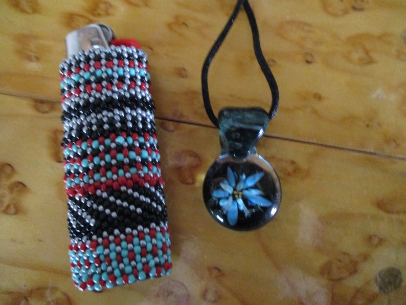 Lampworked Glass 3D Flower Pendent with Turquoise Flower Implosion and Teal Bail Girly Necklace