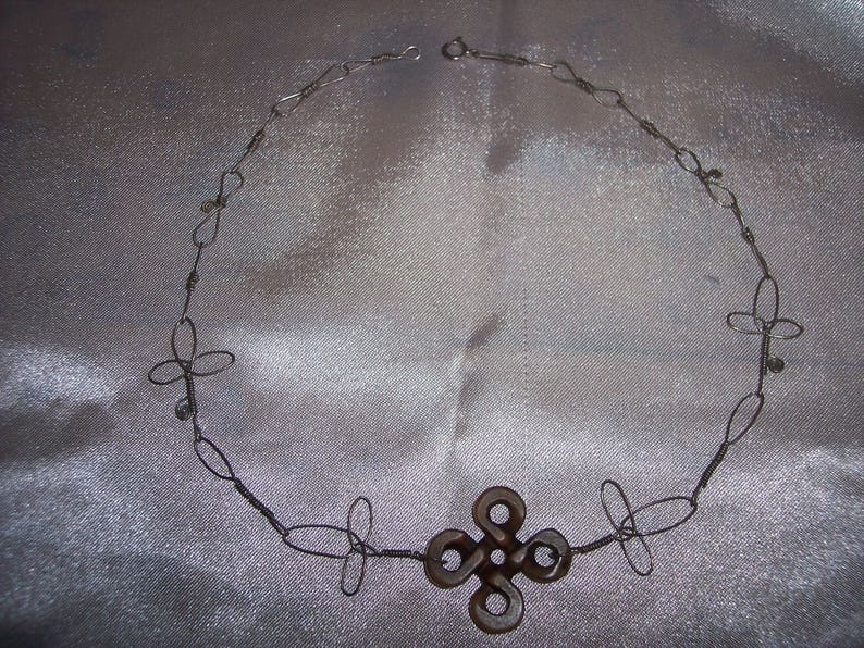 Sterling Silver Wire Tied Celtic Knot Necklace with Intricate Handmade Chain Very Delicate OOAK GIRLY and Earthy Choker free shipping in USA