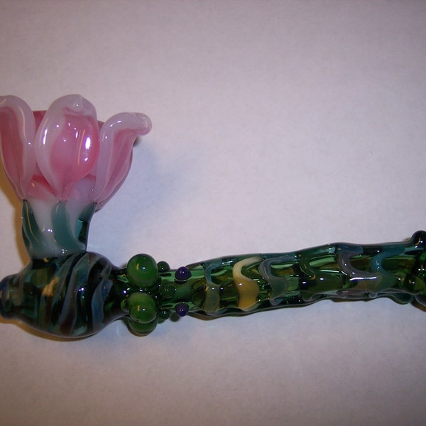 Mano soplado rosa blanca flor rosa Sherlock con verde vid madre mediano tamaño envío gratis en los E.e.u.u. debe ser 18 para comprar mórbidamente hermosa