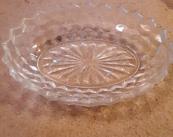 Fostoria Vintage en verre ovale motif cubes bol de service