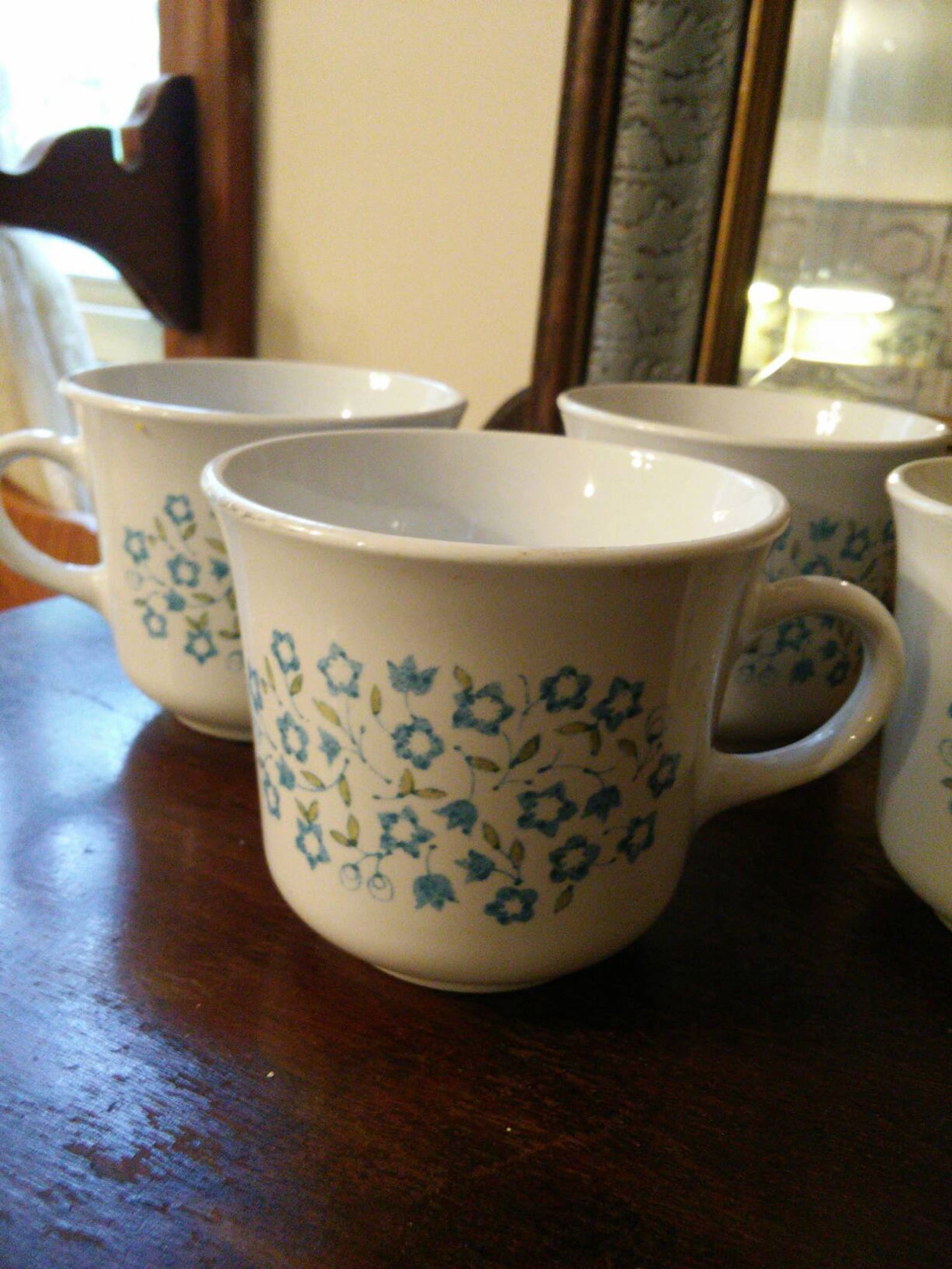 Corelle Vintage Blue Heather Coffee Tea Cups Etsy