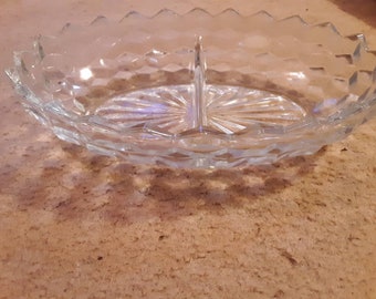 Fostoria Vintage age Divided Oval Serving Bowl Cucic American Pattern