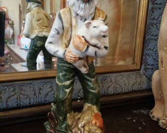 Vintage Age Farmer with Pig Heavy Glaze (REPAIRED)