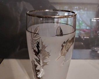 Vintage Libbey 12 oz Flat Silver Leaf Tumbler