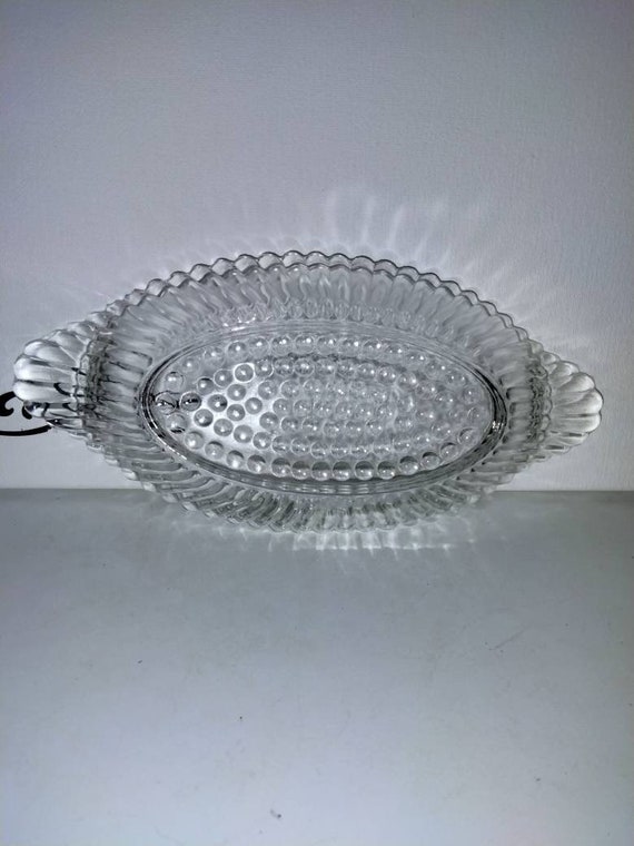 Set of 4. Vintage Age Jeanette Glass Hobnail Ice cream Relish/ serving Dish