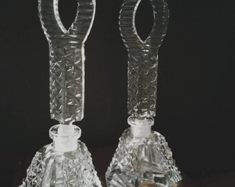 Pair of Made in Checosavaki Crystal Art Deco Perfume Bottles