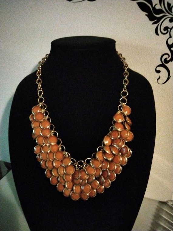 Retro Multi Layer Chain with Caramel colored cut … - image 2