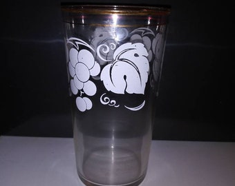 Super Retro Mid Century Double gold rimmed Enamel white design Glass