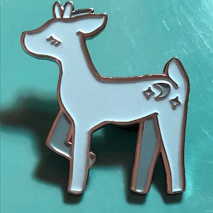 Deer Fawn Seconds Enamel Pins Soft Enamel Silver Moon and Stars Deer Pin Woodland Enamel Pin image 1