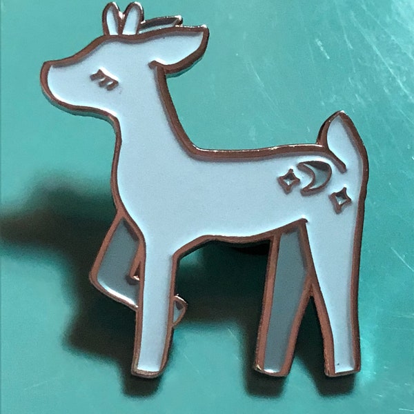 Deer Fawn Seconds Enamel Pins - Soft Enamel Silver - Moon and Stars Deer Pin - Woodland Enamel Pin