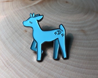 Deer Fawn Enamel Pins - Soft Enamel Silver - Pastel Moon and Stars Deer Pin - Woodland Enamel Pin