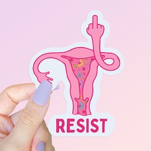 Angry Uterus Middle Finger Sticker | Pro Choice Pro Roe | Womens Rights | Feminist | Water Bottle Sticker | Laptop Sticker | Planner Sticker