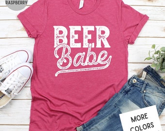Beer Babe Funny Sarcastic Drinking Tee, Women's Super Soft Premium Graphic T-Shirt