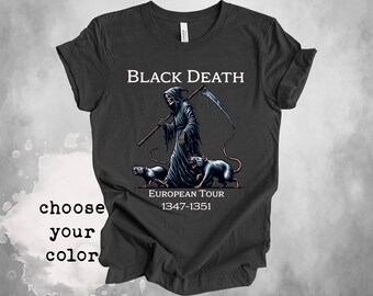 Black Death Shirt | Grim Reaper & Rats Graphic Tee
