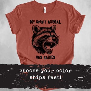 Zabawna koszulka z szopem | Koszulka Spirit Animal Has Rabies | Koszulki, które są trudne | Mem o zdrowiu psychicznym | Retro Vintage | Trash Panda