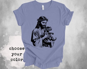 Raptor Jesus Graphic T-Shirt: Funny Dinosaur Novelty Tee