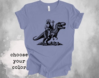 Jesus Riding T-Rex Shirt: Funny Dinosaur Graphic Tee