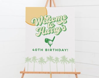 Golf Party Welcome Sign, First Birthday Decoration, Palm Springs Party, Top Golf, Photo Prop, Surprise Party, Mini Golf, Party Decor