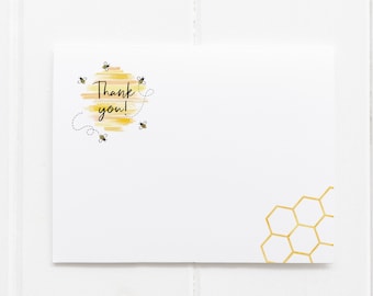 Thank You Card, Bee Stationery, Honey Bee, Birthday Thank You, Notecard, Hive, Baby Shower, Instant Download