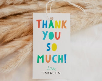 EDITABLE Colorful Thank You Tag Template, Printable One is Fun Favor Tag, Confetti Thank You Sticker, First Birthday Thank You Card