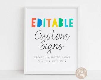Editable Rainbow Birthday Welcome Sign, Custom Party Decor (Digital Download)