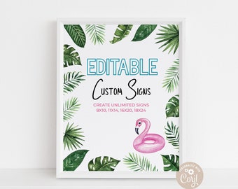 EDITABLE Tropical Pool Party Birthday Sign, First Birthday Splash Birthday Welcome Sign Template, Hawaiian Party Decor, Dessert Table Sign