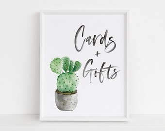 Cactus Cards and Gifts Sign, Fiesta Party Decor (PDF & JPG)