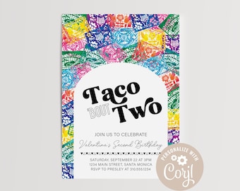 EDITABLE Fiesta Invitation Template, Taco bout Two Party, Mexican Theme Birthday, Let's Fiesta Baby Shower, No Time to Siesta, Printable
