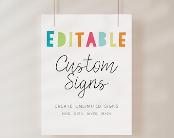 Editable Custom Welcome Sign, Rainbow Party Decor (Digital Download)