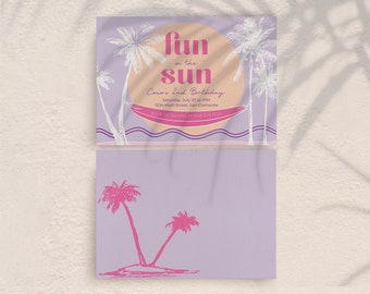Palm Tree Birthday Invitation Template, Fun in the Sun (Editable)
