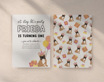 Editable Frenchie Birthday Invitation, Girl Puppy Party (Instant Download)
