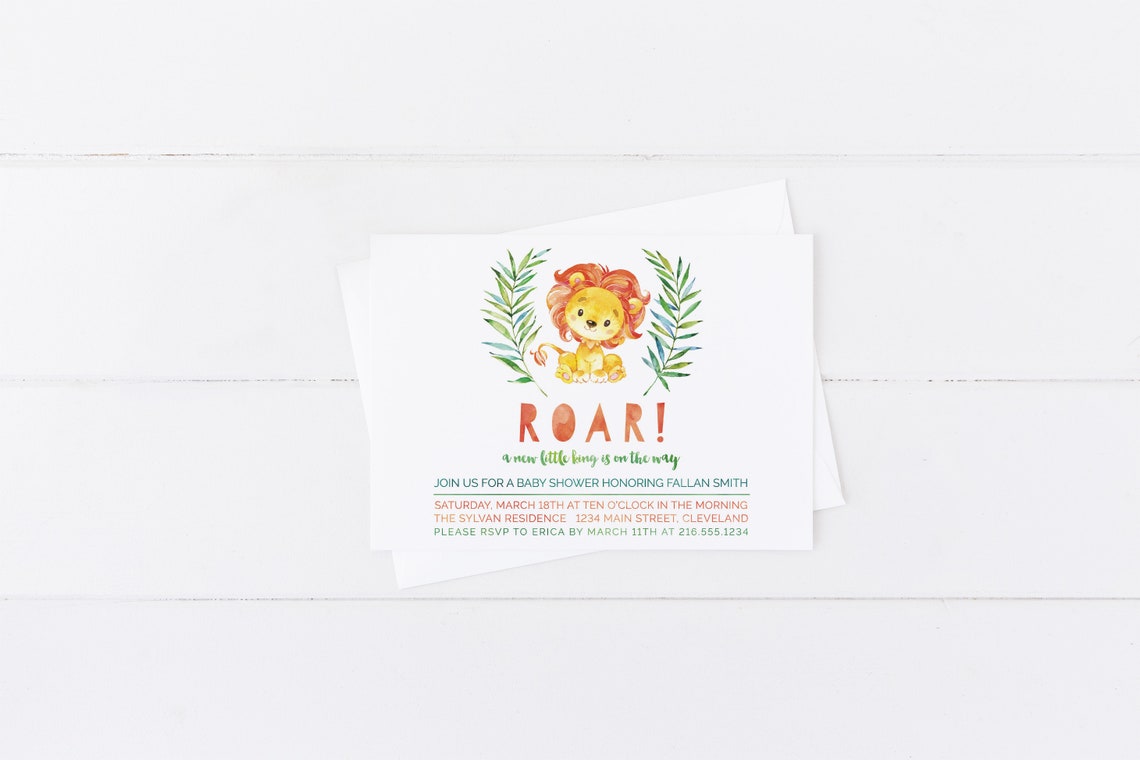 Watercolor Lion Baby Shower Invitations Little King of the Etsy